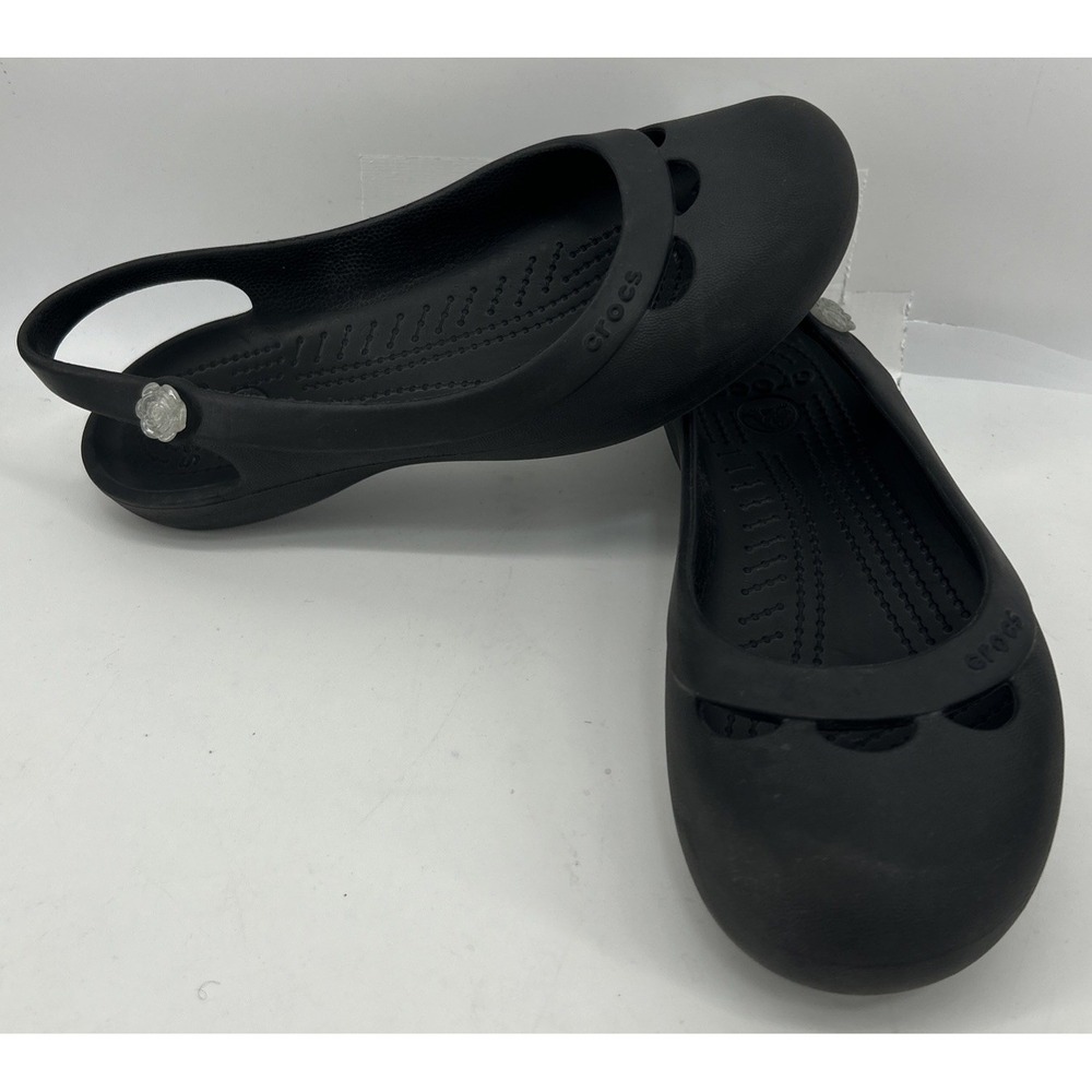 Crocs Jayne Slingback Flats Black Slip On Shoes Women's Size 8